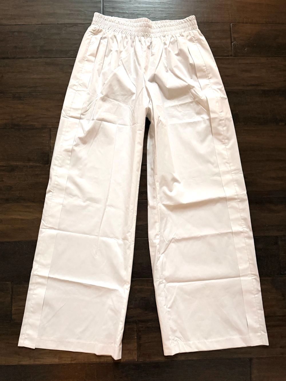LOTUS EATERS Crisp White Poplin Wide Leg High Waist Elladia Pants M/L NWT $190!!
